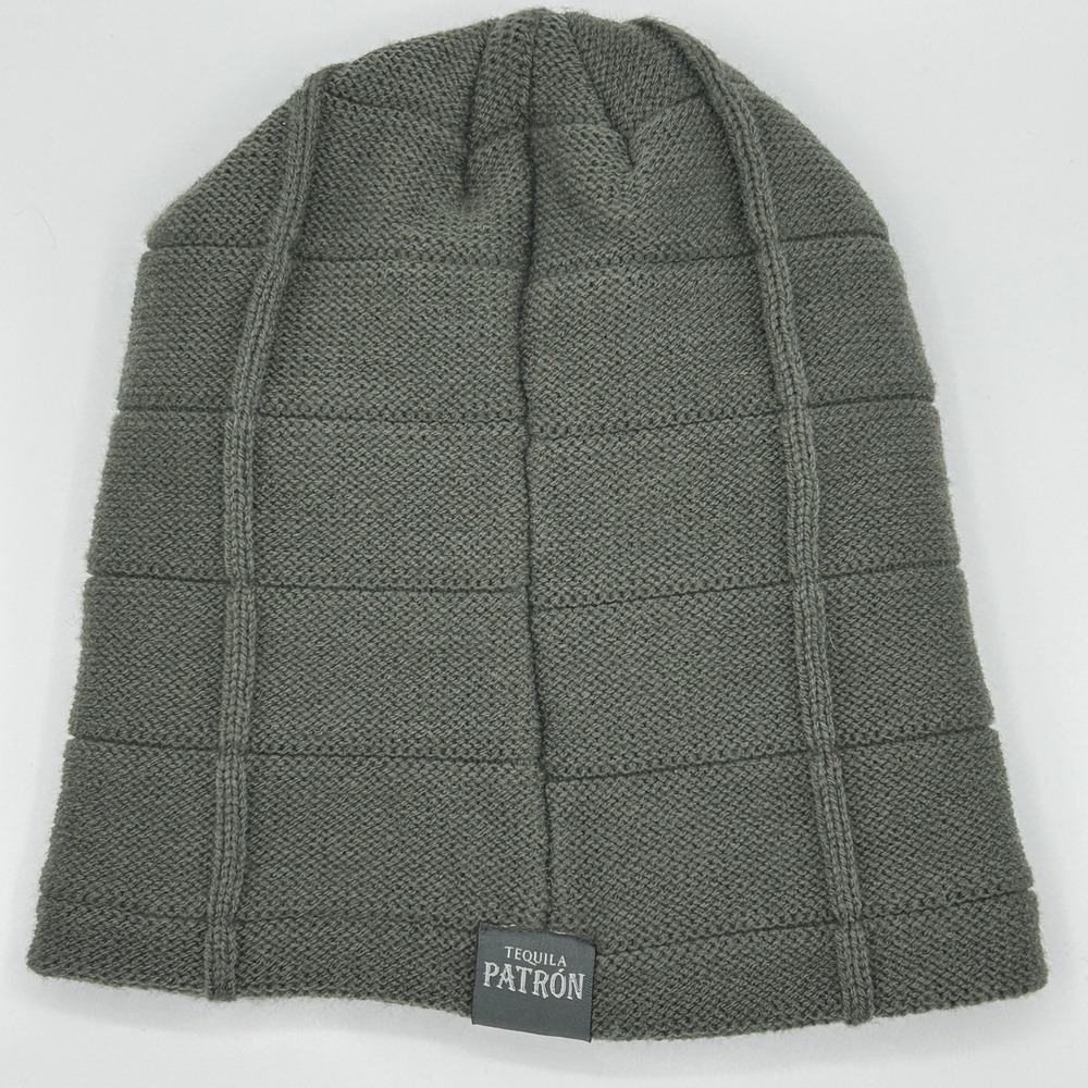 Tequila Patron‎ Bee Embroidered Knit Beanie Men Gray Acrylic Fleece Lined Winter